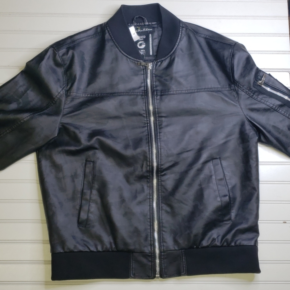 Fried Denim Men's Faux Leather Camo Jacket size XL